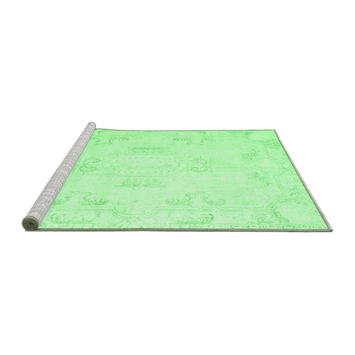 Sideview of Machine Washable Persian Emerald Green Traditional Area Rugs, wshtr3864emgrn