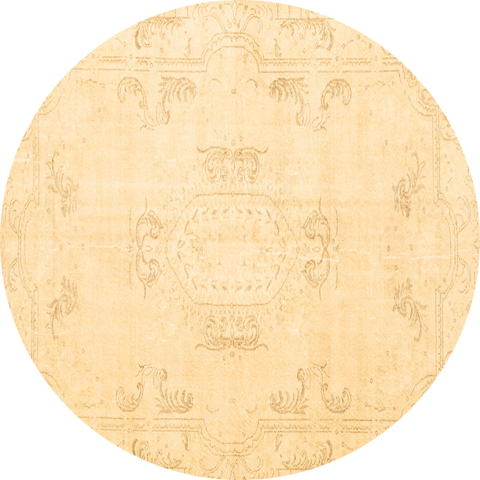 Round Persian Brown Traditional Rug, tr3864brn