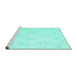 Sideview of Machine Washable Persian Turquoise Traditional Area Rugs, wshtr3864turq