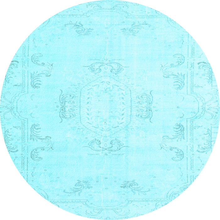 Round Machine Washable Persian Light Blue Traditional Rug, wshtr3864lblu