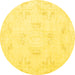 Round Persian Yellow Traditional Rug, tr3864yw