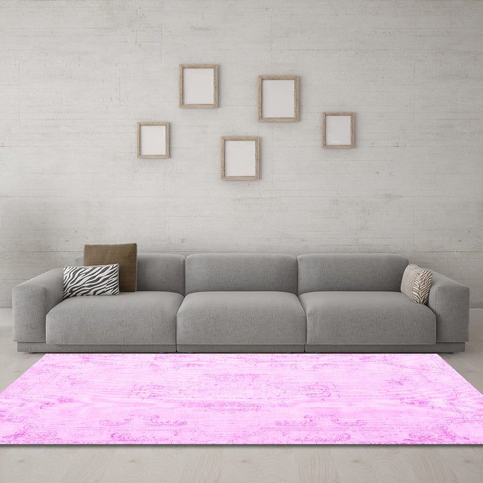 Machine Washable Persian Pink Traditional Rug in a Living Room, wshtr3864pnk