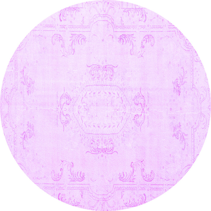 Round Persian Purple Traditional Rug, tr3864pur