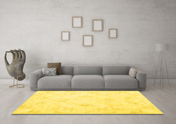 Machine Washable Persian Yellow Traditional Rug in a Living Room, wshtr3864yw