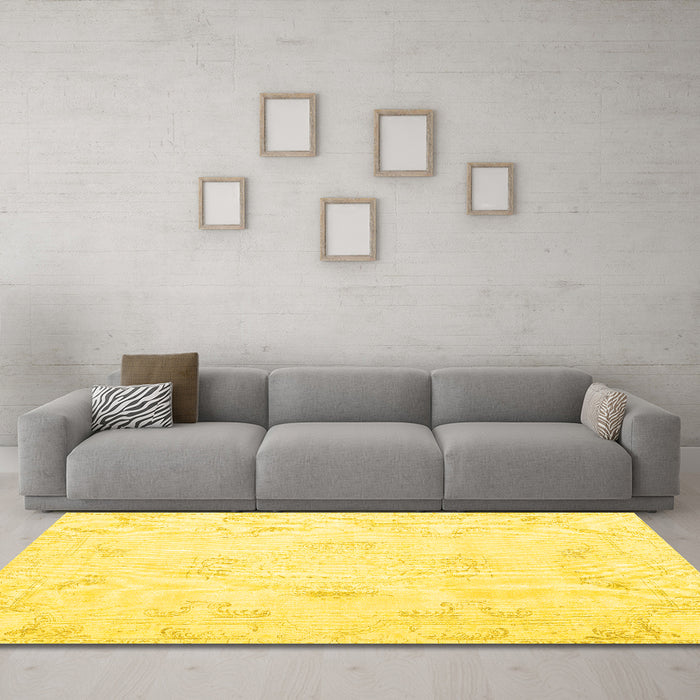 Machine Washable Persian Yellow Traditional Rug in a Living Room, wshtr3864yw