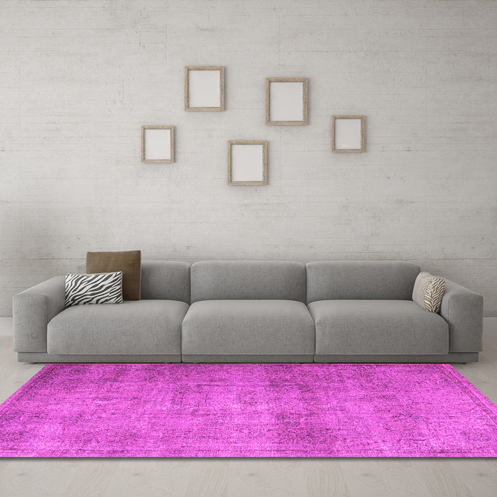 Machine Washable Persian Pink Traditional Rug in a Living Room, wshtr3865pnk