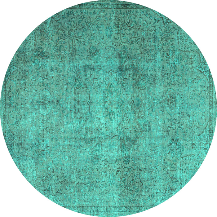 Round Persian Turquoise Traditional Rug, tr3865turq