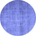 Round Persian Blue Traditional Rug, tr3865blu