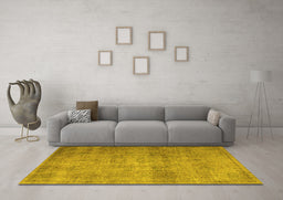 Machine Washable Persian Yellow Traditional Rug in a Living Room, wshtr3865yw