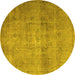 Round Persian Yellow Traditional Rug, tr3865yw
