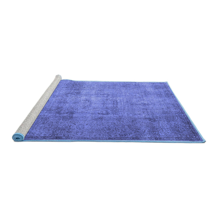 Sideview of Machine Washable Persian Blue Traditional Rug, wshtr3865blu