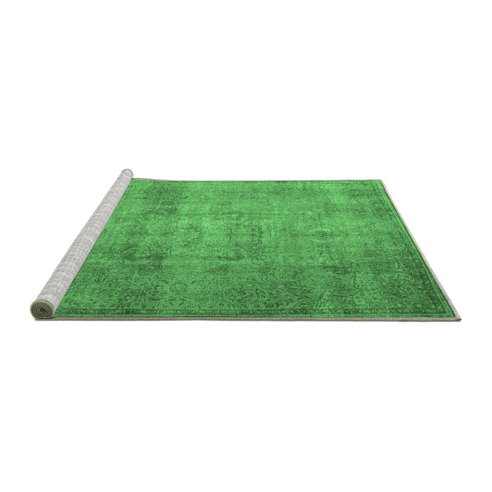 Sideview of Machine Washable Persian Emerald Green Traditional Area Rugs, wshtr3865emgrn