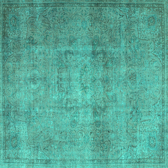 Square Machine Washable Persian Turquoise Traditional Area Rugs, wshtr3865turq