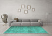 Machine Washable Persian Turquoise Traditional Area Rugs in a Living Room,, wshtr3865turq