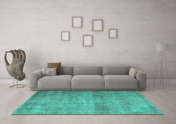 Machine Washable Persian Turquoise Traditional Area Rugs in a Living Room,, wshtr3865turq