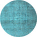 Round Persian Light Blue Traditional Rug, tr3865lblu