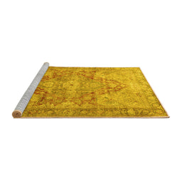 Sideview of Machine Washable Persian Yellow Traditional Rug, wshtr3866yw