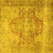 Square Machine Washable Persian Yellow Traditional Rug, wshtr3866yw