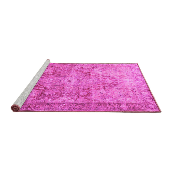 Sideview of Machine Washable Persian Pink Traditional Rug, wshtr3866pnk