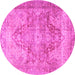 Round Machine Washable Persian Pink Traditional Rug, wshtr3866pnk