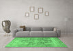 Machine Washable Persian Emerald Green Traditional Area Rugs in a Living Room,, wshtr3866emgrn