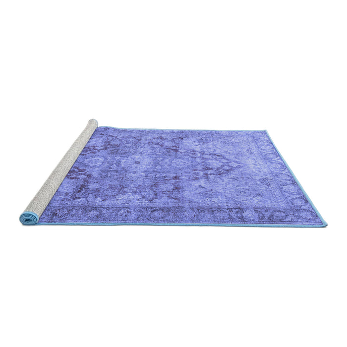 Sideview of Machine Washable Persian Blue Traditional Rug, wshtr3866blu