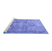 Sideview of Machine Washable Persian Blue Traditional Rug, wshtr3866blu