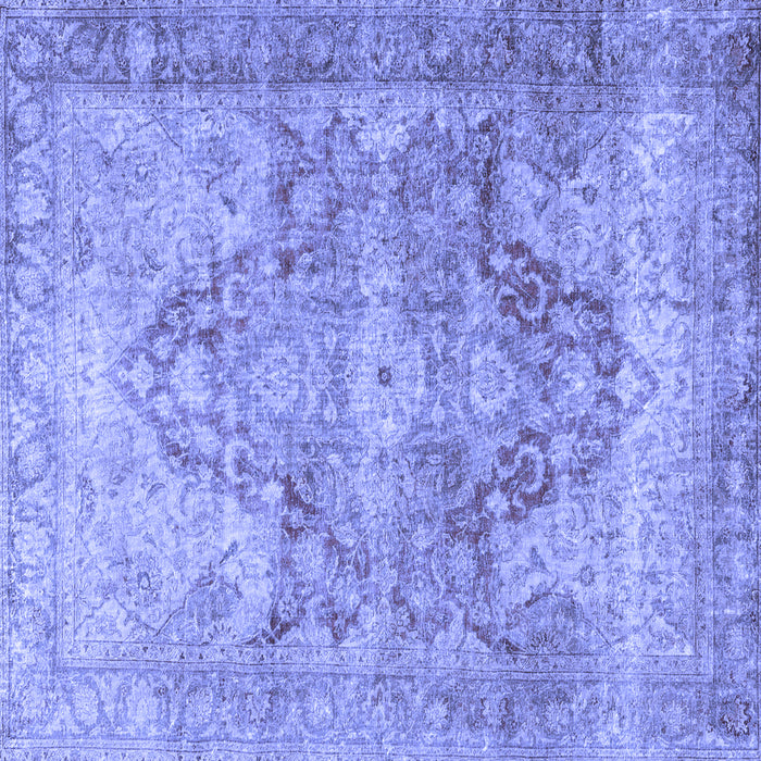 Square Machine Washable Persian Blue Traditional Rug, wshtr3866blu