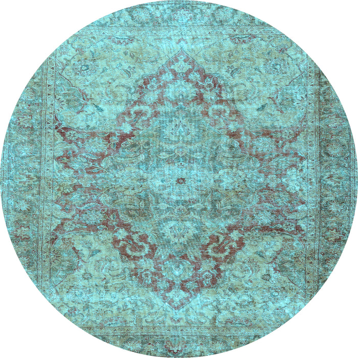 Round Machine Washable Persian Light Blue Traditional Rug, wshtr3866lblu
