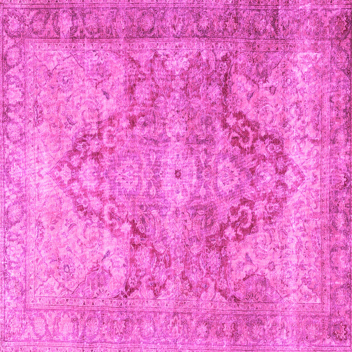 Square Machine Washable Persian Pink Traditional Rug, wshtr3866pnk
