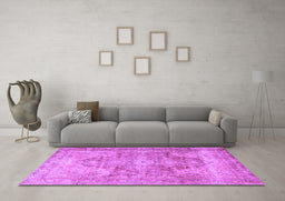 Machine Washable Persian Purple Traditional Area Rugs in a Living Room, wshtr3866pur