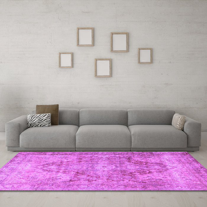 Machine Washable Persian Purple Traditional Area Rugs in a Living Room, wshtr3866pur
