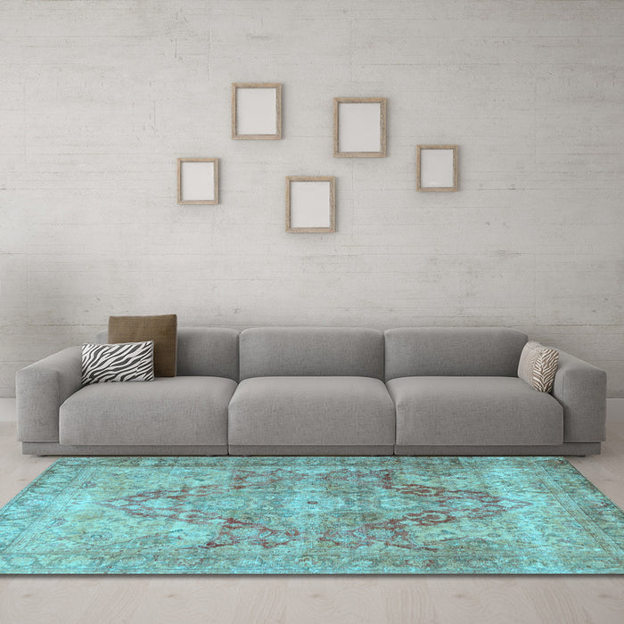 Machine Washable Persian Light Blue Traditional Rug in a Living Room, wshtr3866lblu