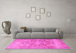 Machine Washable Persian Pink Traditional Rug in a Living Room, wshtr3866pnk