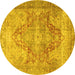 Round Machine Washable Persian Yellow Traditional Rug, wshtr3866yw