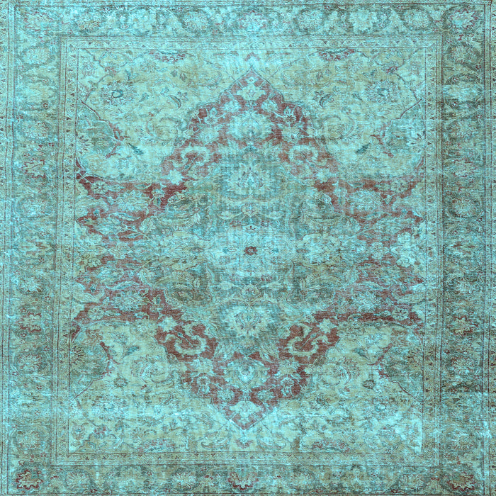Square Machine Washable Persian Light Blue Traditional Rug, wshtr3866lblu