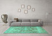 Machine Washable Persian Turquoise Traditional Area Rugs in a Living Room,, wshtr3866turq