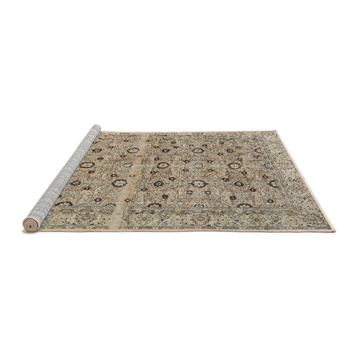Sideview of Machine Washable Traditional Dark Almond Brown Rug, wshtr3867