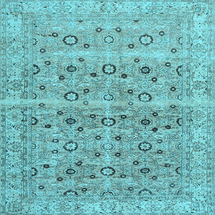 Square Machine Washable Persian Light Blue Traditional Rug, wshtr3867lblu