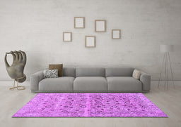 Machine Washable Persian Purple Traditional Area Rugs in a Living Room, wshtr3867pur