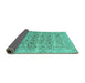 Sideview of Persian Turquoise Traditional Rug, tr3867turq