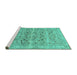 Sideview of Machine Washable Persian Turquoise Traditional Area Rugs, wshtr3867turq