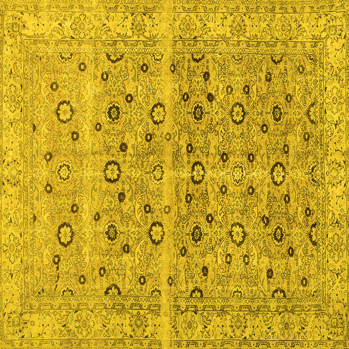 Square Machine Washable Persian Yellow Traditional Rug, wshtr3867yw