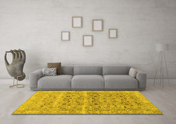 Machine Washable Persian Yellow Traditional Rug in a Living Room, wshtr3867yw