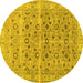 Round Machine Washable Persian Yellow Traditional Rug, wshtr3867yw