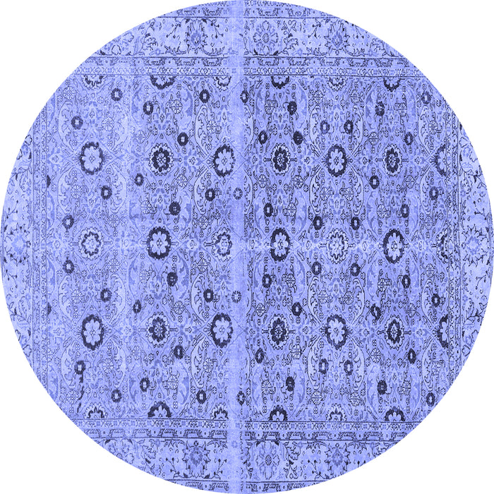 Round Persian Blue Traditional Rug, tr3867blu