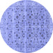 Round Persian Blue Traditional Rug, tr3867blu