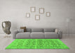 Machine Washable Persian Green Traditional Area Rugs in a Living Room,, wshtr3867grn