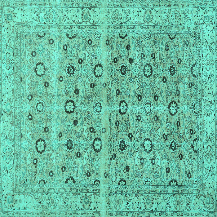 Square Persian Turquoise Traditional Rug, tr3867turq