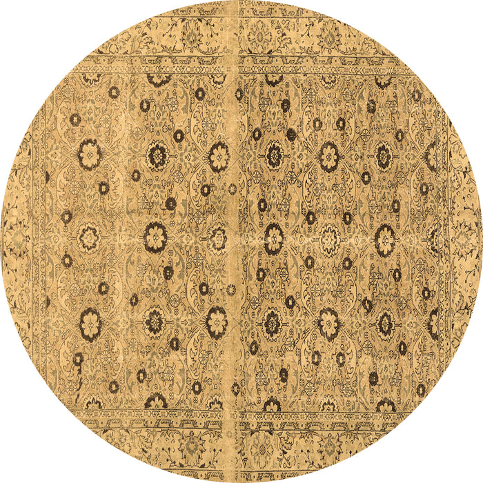 Round Persian Brown Traditional Rug, tr3867brn